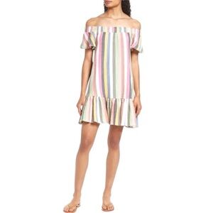 Marine Layer mini dress off the shoulder multi colored stripes size medium